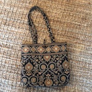 VERA BRADLEY TOGGLE TOTE BLACK WHITE TAN